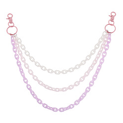 Mixed Color Macaron Color 3-Color Acrylic Cable Chain 3 Layer Chain Belts for Pants, with Alloy Clasps, Mixed Color, 530mm