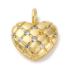 Настоящее золото 18K Латунные микро проложить кубического циркония подвески, сердце, долговечный, без кадмия и без свинца, стойки покрытие, реальный 18 k позолоченный, 17.5x14.5x5.5 мм, отверстие : 3 мм