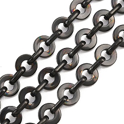 Черный 201 Плоские круглые звенья цепей из нержавеющей стали, ионное покрытие (ip), несварные, с катушкой, чёрные, ссылка: 8x1.5мм и 8x5x2мм