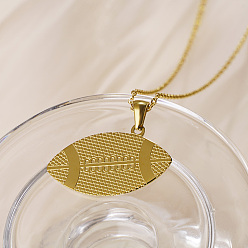 Rugby Ожерелья с подвеской в виде спортивного мяча из нержавеющей стали для мужчин и женщин, золотые, регби, 17.72 дюйм (45 см)