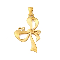 Настоящее золото 18K 201 подвески из нержавеющей стали, очарование бантом, реальный 18 k позолоченный, 33x20x2 мм, отверстие : 6x3 мм