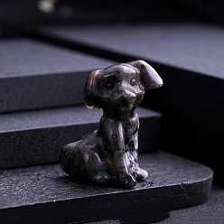 Syenite Natural Syenite Carved Dog Statue, Reiki Stone for Home Office Desktop Feng Shui Decoration, 32x25mm