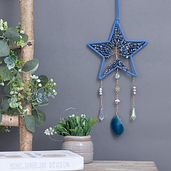 Содалитовое Плетеная сетка из звездчатого содалита и агата для ловли солнца, подвесные украшения на тему чакры со стеклянными бусинами, 660 мм