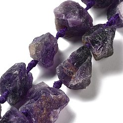 Аметист Необработанные грубые нити натурального аметиста, самородки, 19~28x20~45x14~22 мм, отверстие : 3.7 мм, около 16 шт / нитка, 16.73'' (42.5 см)