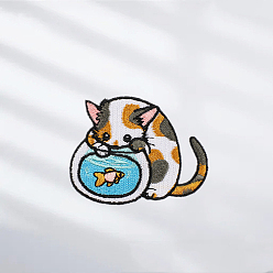 Разноцветный Компьютеризированная вышивка кота на ткани с утюгом/пришивкой заплаток, аксессуары для костюма, аппликация, красочный, 50x65 мм