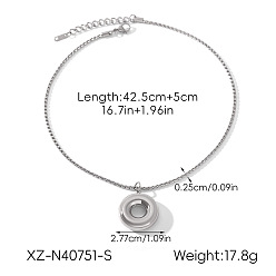 Color de Acero Inoxidable 304 collares colgante anillo de acero inoxidable, color acero inoxidable, 16.73 pulgada (42.5 cm), colgante: 27.7 mm