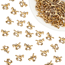 Antique Golden Tibetan Style Alloy Pendants, Lead Free & Cadmium Free & Nickel Free, Horse, Antique Golden, 19x14x3mm, Hole: 2mm, 100pcs/box