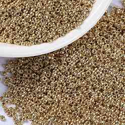 (RR182) Galvanized Yellow Gold Миюки круглые бусины рокайль, японский бисер, 15/0, (rr 182) гальваническое желтое золото, 15/0, 1.5 мм, отверстие : 0.7 мм, Около 250000 шт / фунт