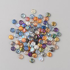 (52) Непрозрачная лаванда 100шт стеклянные бусины, плоские круглые с начальной буквой, разноцветные, 9.5~10x4.5 мм, отверстие : 1 мм