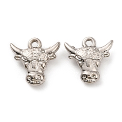 Platinum CCB Plastic Pendants, Cattle Charm, Platinum, 21.5x22x7mm, Hole: 2mm