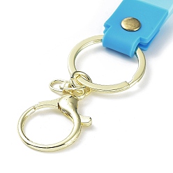 Sky Blue Transparent Rainbow PVC Plastic Wrist Strap Keychains, with Zinc Alloy Findings, Sky Blue, 17.5cm
