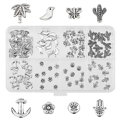 Античное Серебро 80шт 8 бусины из сплава в тибетском стиле, кактус и бабочка и цветок, античное серебро, 6~13x6~13x3~4 мм, отверстие : 1.2~1.8 мм, 10 шт / стиль