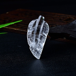 Хрусталь Скульптура из перьев из натурального кварцевого кристалла, украшение для витрины, для украшения рабочего стола домашнего офиса, 52x25x8 мм