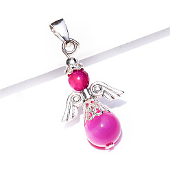 Натуральный Агат Природные подвески агат, антикварные подвески-ангелы из сплава серебра, 30x20 мм