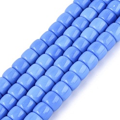 Королевский синий Непрозрачное стекло бисер нитей, колонка, королевский синий, 9.5~10x8 мм, отверстие : 1~1.2 мм, около 45~49 шт / нитка, 14.17~16.14 дюйм (36~41 см)
