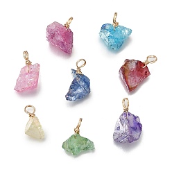 Золотой Гальванизированные натуральные кварцевые подвески, с петлями из медной проволоки, самородки прелести, разноцветные, золотые, 13~22x8~13x5~10 мм, отверстие : 3 мм