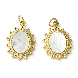 Настоящее золото 14K Ионное покрытие (IP) 304 овальные подвески из нержавеющей стали с переходными кольцами, реальный 14 k позолоченный, 11x12.5x2 мм, отверстие : 1.6 мм