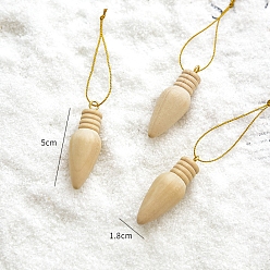 Cone Рождественские подвесные украшения из дерева, для подвесных украшений на елку, конус, 50x18 мм, 3 шт / комплект