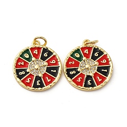 Настоящее золото 18K Латунь эмаль подвески, рулетка игра очарование, с целью перехода в кольце, стойки покрытие, без свинца и без кадмия, долговечный, реальный 18 k позолоченный, 20x17.5x2 мм, отверстие : 3.5 мм