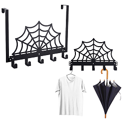 Другие Настенные крючки-вешалки из железа и пластика, декоративная стойка-органайзер с 5 крючками, с винтами и заглушкой, для сумки ключ для одежды шарф подвесной держатель, чёрные, паутины, 341x220x37.5 мм, отверстие : 5 мм