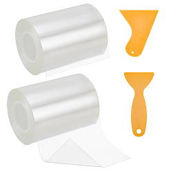 Прозрачный 2 рулоны акриловой водонепроницаемой кромочной ленты, кромочные планки из самоклеящегося шпона, с пластиковым скребком 2шт., прозрачные, 98 мм, около 10 м / рулон