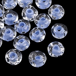 Васильковый Бусины лэмпворк , рондель, васильковый, 12.5x7.5 мм, отверстие : 3.5 мм