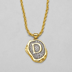 Letter D Латунные хрустальные стразы с овальным кулоном в виде буквы, платиной и золотом, Буква D, 15.75 дюйм (40 см)