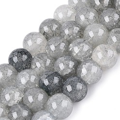 Светло-серый Запеченная краска, потрескавшиеся стеклянные бусины, нити, бусы из искусственного камня, круглые, светло-серый, 8~8.5 мм, отверстие : 0.9~1.2 мм, около 100~108 шт / нитка, 29.33~31.30 дюйм (74.5~79.5 см)