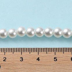 White Baking Painted Pearlized Glass Pearl Round Bead Strands, White, 6~7mm, Hole: 1mm, about 145pcs/strand, 31.4 inch
