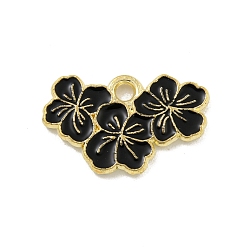 Черный Подвески из эмали и сплава, золотые, сакура очарование, чёрные, 11x18x1.5 мм, отверстие : 1.8 мм