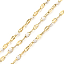 Белый Ионное покрытие (ip) 304 цепи из нержавеющей стали, Эмаль стиле, реальный 18 k позолоченный, пайки, с катушкой, полированный, белые, 4x2x0.3 мм, около 32.81 футов (10 м) / рулон