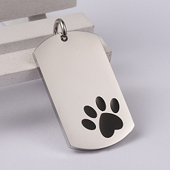 Черный Цвет Металла & Цвет Нержавеющей Стали Прямоугольник с лапой печати 304 подвесками из нержавеющей стали, прямоугольные, металлический черный & цвет нержавеющей стали, 35x21x2 мм, отверстие : 5 мм