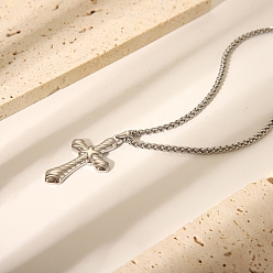 Cross Ретро 304 подвески из нержавеющей стали в стиле хип-хоп, серебряный цвет гальваническим, крестик, 21.65 дюйм (55 см)