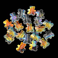 Прозрачный 100 шт. Гальванические стеклянные бусины, с покрытием AB цвета, медведь, прозрачные, 9.5x8.5x3.5 мм, отверстие : 1 мм