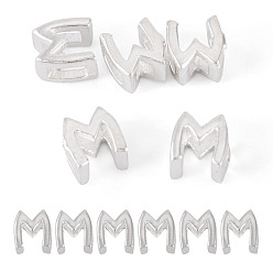 Letter M 6шт. 925 полые бусины с инициалами из стерлингового серебра, серебряные, Буква М, 5.5~6x3.5~4x3 мм, отверстие : 3.5~4x1.3~1.7 мм
