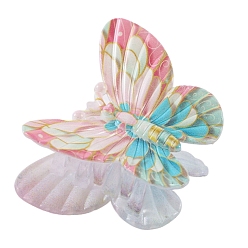 Разноцветный Пластиковые зажимы когтя волос, аксессуары для волос для женщин и девочек, бабочка, красочный, 74x56x68 мм