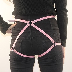 Бледно-Розовый Поясные цепи из сплава и искусственной кожи, платина, розовый жемчуг, 700~980 мм