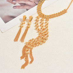 Золотой Винтажные комплекты из колье и серег с кисточками из сплава в ближневосточном стиле для женщин, золотые, ожерелья: 18.90 дюйм (48 см)