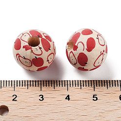 Pomme Perles européennes en bois sur le thème des fruits, Perles avec un grand trou   , pomme, 15.5~16x14.5mm, Trou: 4mm