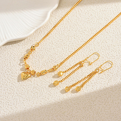 Золотой Винтажные латунные серьги и ожерелья в форме сердца для женщин, золотые, ожерелья: 17.52 дюйм (44.5 см)