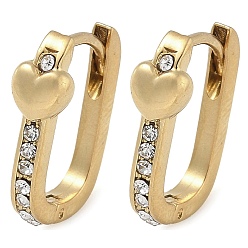 Кристалл Ионное покрытие (ip) 304 серьги-кольца из нержавеющей стали, со стразами для женщин, сердце, кристалл, 15x5 мм