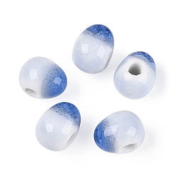 Aciano Azul Cuentas de porcelana craqueladas hechas a mano, lágrima, azul aciano, 11~13x10x9 mm, agujero: 3 mm