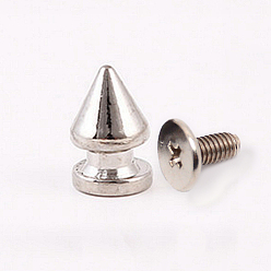 Platinum Alloy Spikes Screwback Studs, with Screw, for DIY Craft Cool Rivets Punk, Cadmium Free & Lead Free, Cone, Platinum, 12x7.5mm, Screw: 7x7mm