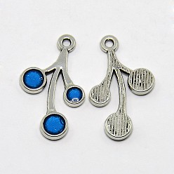 Королевский синий Цветочные античный серебряный тон эмали сплава подвески, королевский синий, 27x16x3 мм, отверстие : 1.5 мм