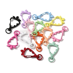 Mixed Color Spray Painted Carrot Alloy Spring Gate Rings, Mixed Color, 47.5x23.5x6.5mm, Hole: 4.5x8mm