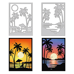 Rectangle Трафареты для резки из углеродистой стали с изображением кокосовой пальмы, для diy scrapbooking, Фотоальбом, декоративная бумага для тиснения, цвет нержавеющей стали, прямоугольные, 140x100x0.8 мм, 2 шт / комплект