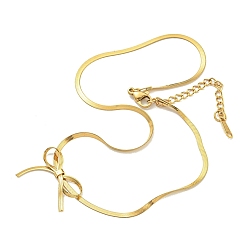 Золотой Ионное покрытие (ip) 304 плоская цепочка-змейка из нержавеющей стали с подвеской-бантом, золотые, 12.95 дюйм (32.9 см)