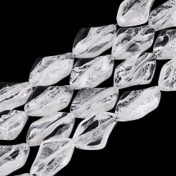Clear Handmade Lampwork Beads Strands, Polygon, Clear, 21~22x13.5~14x7.5~8.5mm, Hole: 0.9~1mm, about 20pcs/strand, 16.14~16.54 inch(41~42cm)