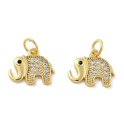 Настоящее золото 18K Латунные микро проложить кубического циркония подвески, Слон прелести, без свинца и без кадмия, долговечный, стойки покрытие, с целью перехода в кольце, реальный 18 k позолоченный, 11x13x2 мм, отверстие : 3 мм