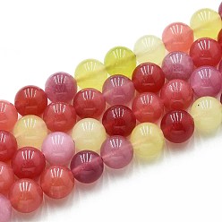 Лосось Природного кварца нитей бисера, окрашенные, круглые, имитации агата, salmon, 10~10.5 мм, отверстие : 1~1.2 мм, около 37~38 шт / нитка, 14.76~15.16 дюйм (37.5~38.5 см)